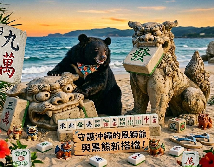 台灣黑熊與沖繩守護神風獅爺,台灣熊愛打麻將,台灣黑熊打麻將,熊掌摸牌,國寶熊界雀聖,沖繩風獅爺揪黑熊打牌,琉球熊界傳奇,世紀麻將爭霸戰,沖繩最強賭博搭檔,賭神高進黑熊只差沒吃巧克力