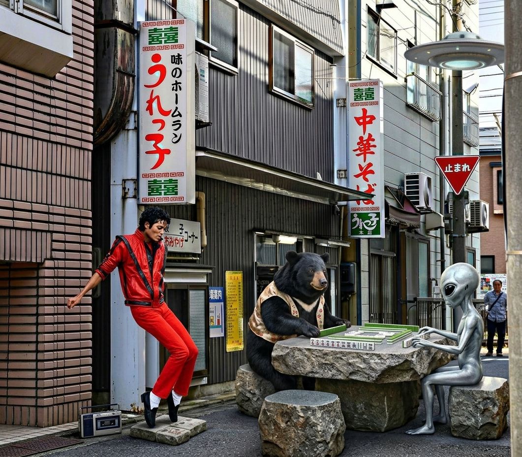 飛碟來襲熊掌摸牌,台灣黑熊在日本東京第三類接觸,日本東京驚現UFO,台灣熊愛打麻將,台灣黑熊在日本東京打麻將,星際ET與黑熊麻將交流,外星人也想碰,幽浮路過看熱鬧,黑熊與外星人揪團打牌