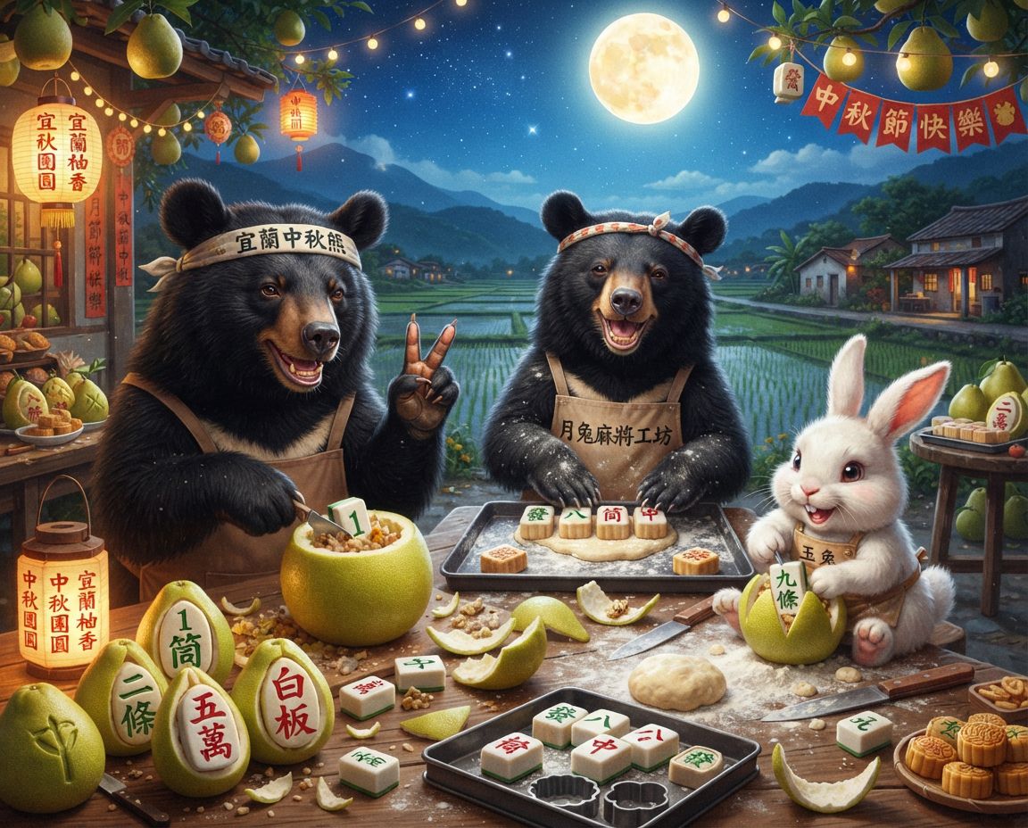 台灣黑熊麻將激戰自摸發財,麻將戰局自摸九條,戴老花眼鏡認真打麻將,台灣熊愛打麻將,台灣黑熊打麻將,碰牌胡牌大三元,台灣黑熊圍觀湊一桌,聽牌摸牌洗牌打麻將,台灣黑熊中秋熊掌碰碰胡