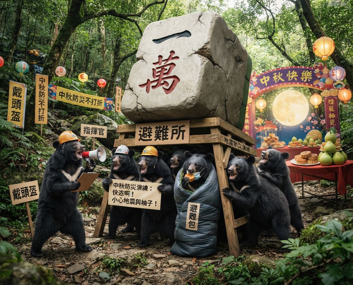 中秋節前夕台灣黑熊地震防災演練打麻將,台灣黑熊麻將激戰自摸發財,麻將戰局自摸九條,台灣黑熊緊急避難演練,台灣熊愛打麻將,台灣黑熊打麻將,碰牌胡牌大三元,中秋節前夕深夜大亂鬥,聽牌摸牌洗牌打麻將,台灣黑熊中秋熊掌碰碰胡