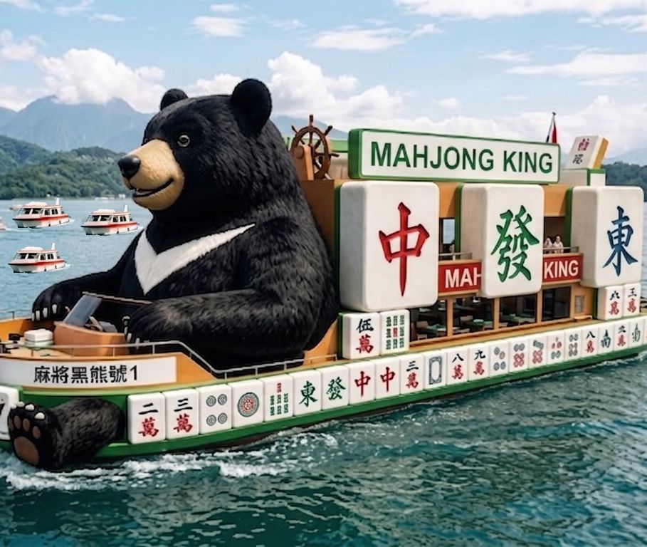 台灣黑熊,台灣熊愛打麻將,台灣黑熊打麻將,熊掌摸牌,國寶熊界雀聖,日月潭賭神,熊界傳奇,水上大三元,南投日月潭熊出沒,南投日月潭揪團打麻將,南投發大財